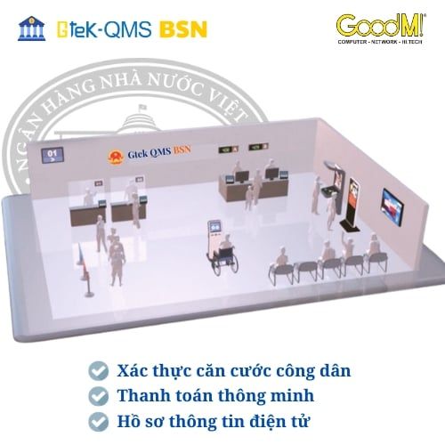 Hệ Thống Xếp Hàng Tự Động Cho Ngân Hàng Gtek-QMS-BSN