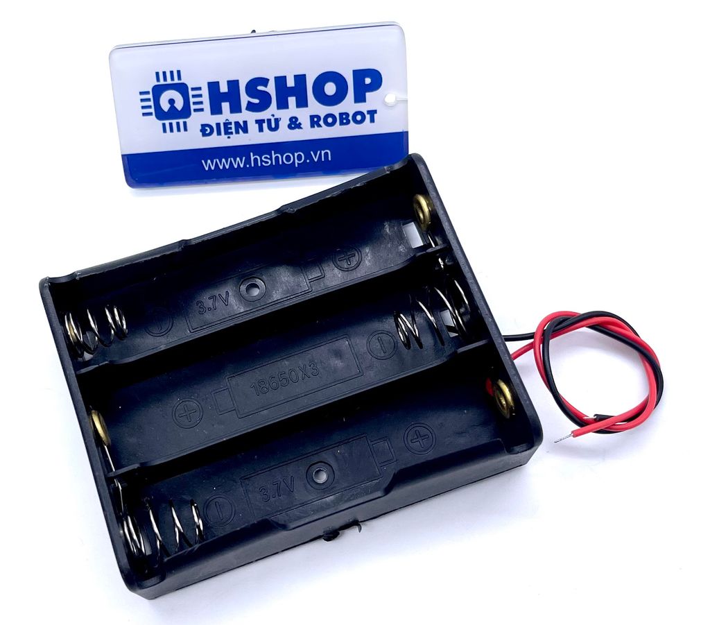 Hộp pin 3 X 18650 Battery Holder chấu lò xo ra dây