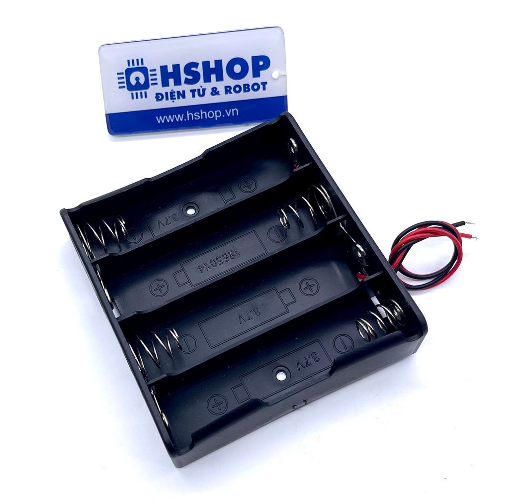 Hộp pin 4 X 18650 Battery Holder chấu lò xo ra dây