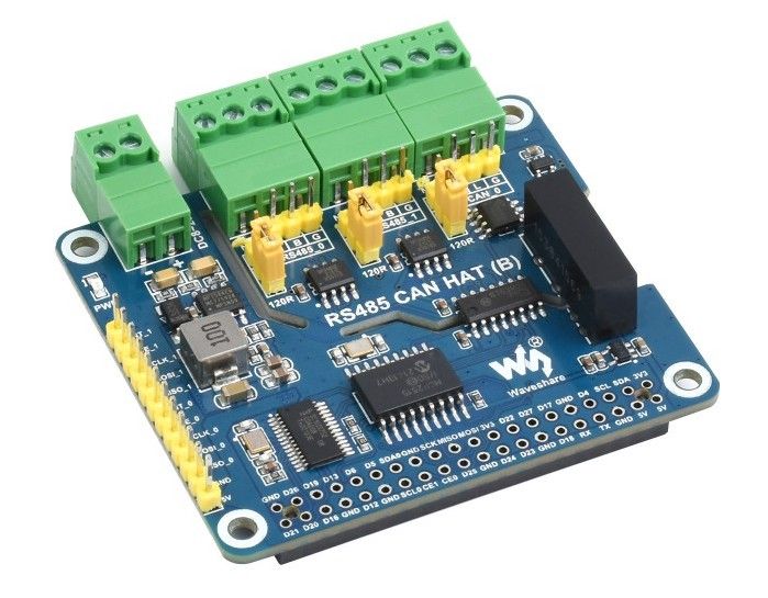 Mạch Waveshare Isolated RS485 CAN HAT (B) For Raspberry Pi, 2-Ch RS485 and 1-Ch CAN, Multi Protections