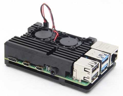 Vỏ nhôm nguyên khối Raspberry Pi 4 Aluminium Heatsink Case Dual Fan V2