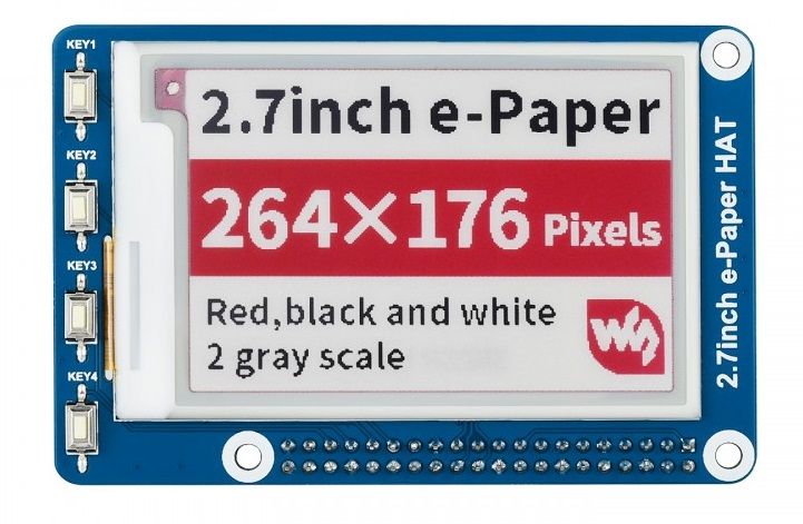 Màn hình Waveshare 2.7 inch E-Ink display HAT for Raspberry Pi, three-color (B)