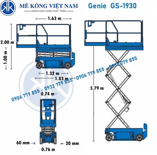 Xe nâng người cắt kéo 8m làm việc Genie GS1930