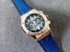 Đồng hồ Nam Hublot Geneve Blue Chronograph mạ vàng, dây xanh