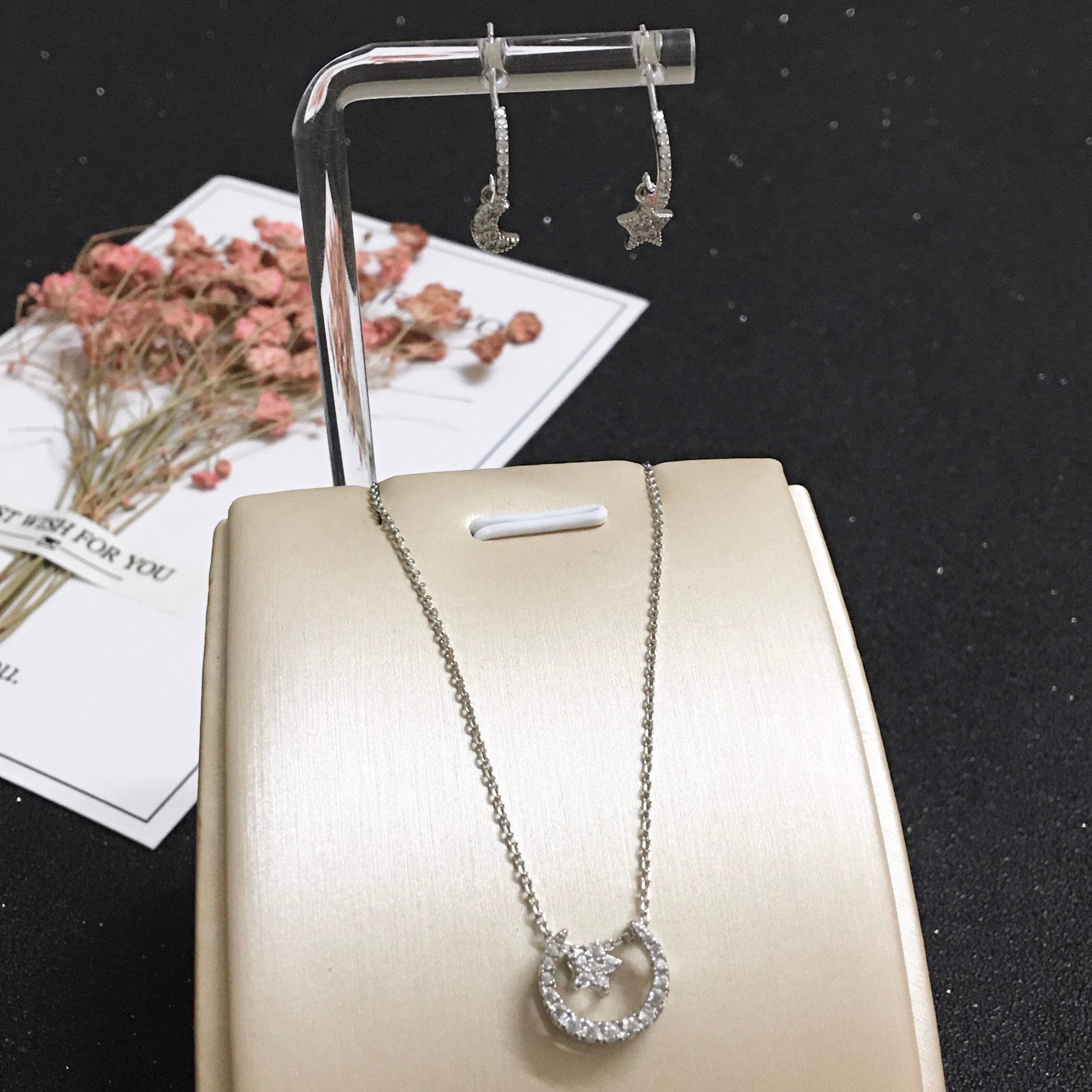 Bộ Trang Sức Bạc Cao Cấp - Ngôi Sao & Mặt Trăng Pha Lê (AF)