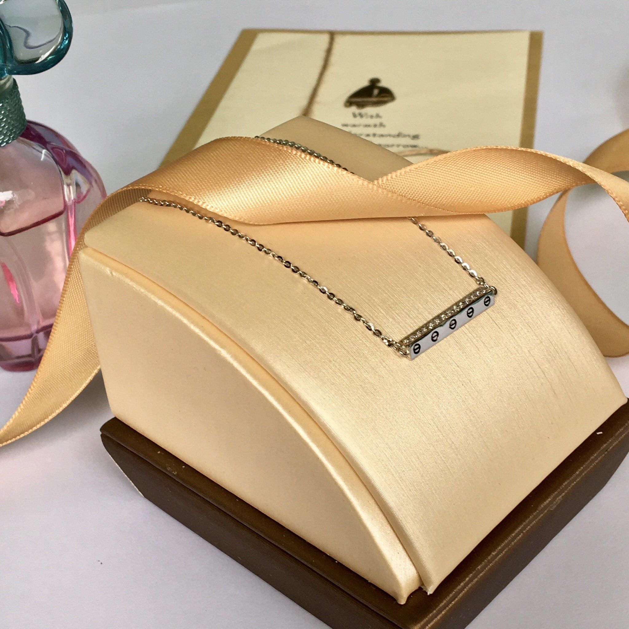 Dây Chuyền Bạc Cao Cấp - Cartier Thanh Ngang Pha Lê (AC)