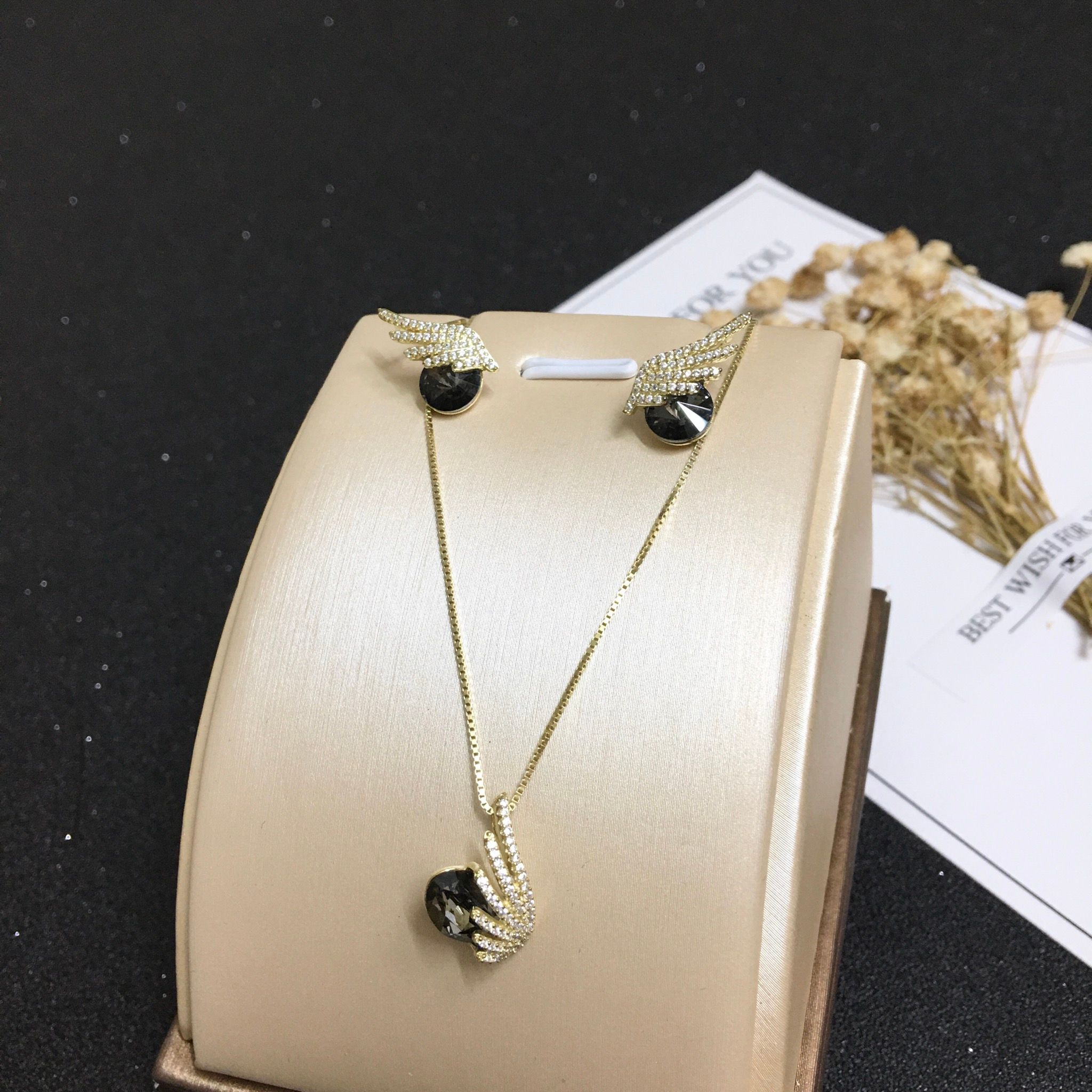 BỘ TRANG SỨC BẠC CAO CẤP - ĐÔI CÁNH THIÊN THẦN PHA LÊ (AA)