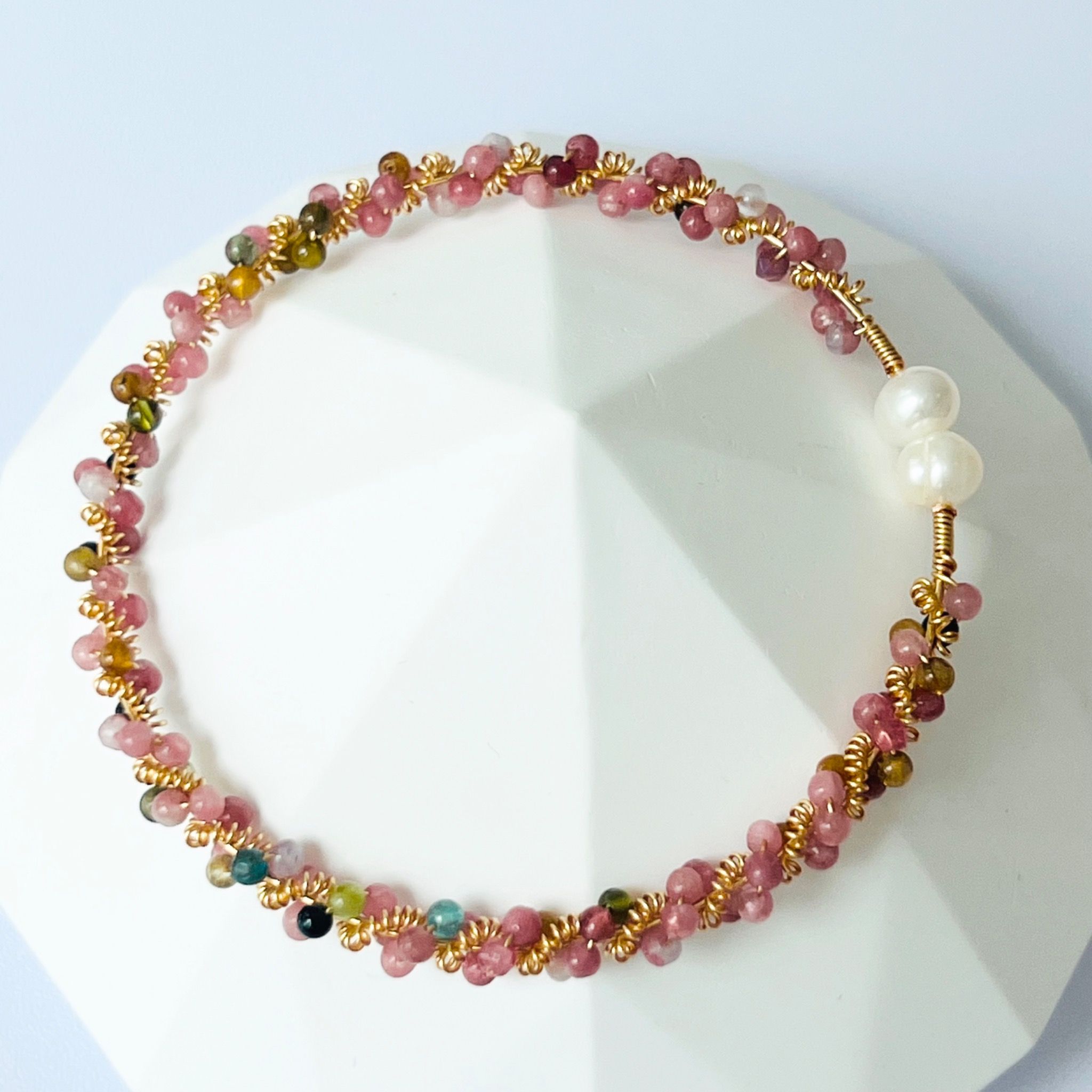 Vòng Tay Phong Thuỷ Cao Cấp - Đá Tourmaline Cầu Vòng & Ngọc Trai Thiên Nhiên