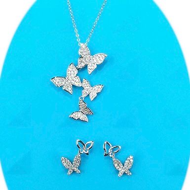 BỘ TRANG SỨC 2 ĐÔI BƯỚM XINH PHA LÊ (AA)