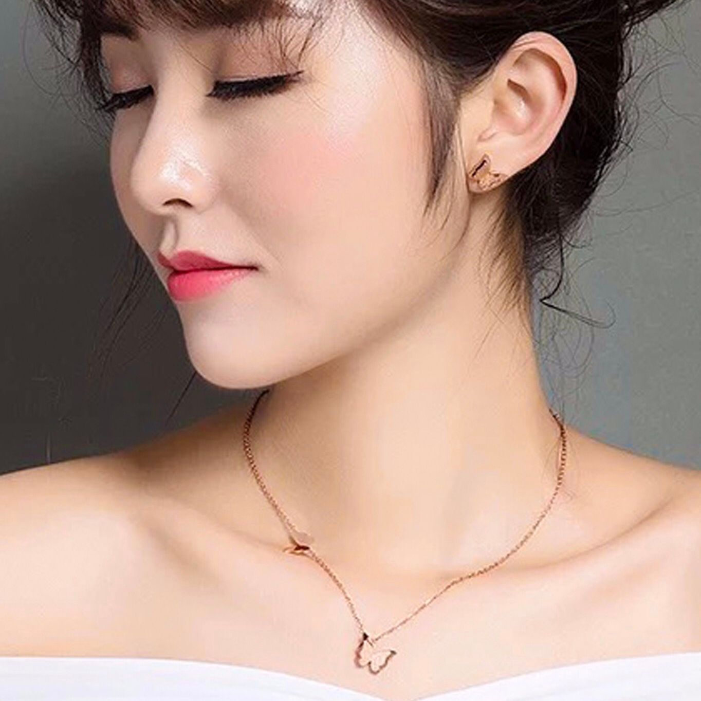 BỘ TRANG SỨC CON BƯỚM XINH ( MÀU VÀNG HỒNG )