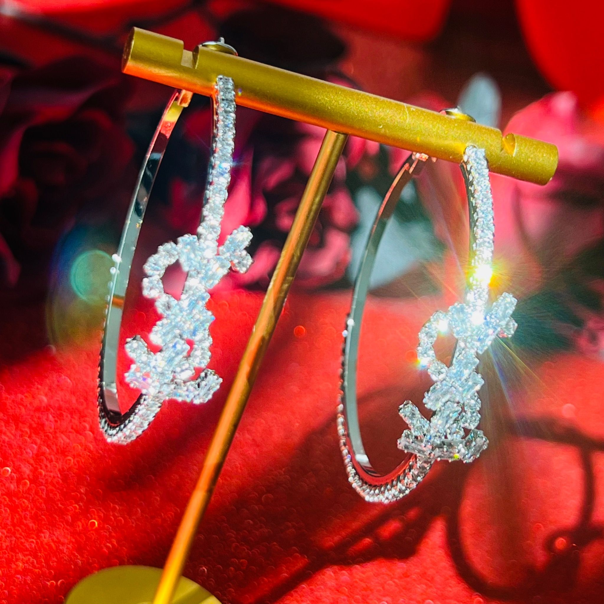 Bông Tai Khoen Tròn YSL Màu Trắng 5cm Pha Lê (BS)