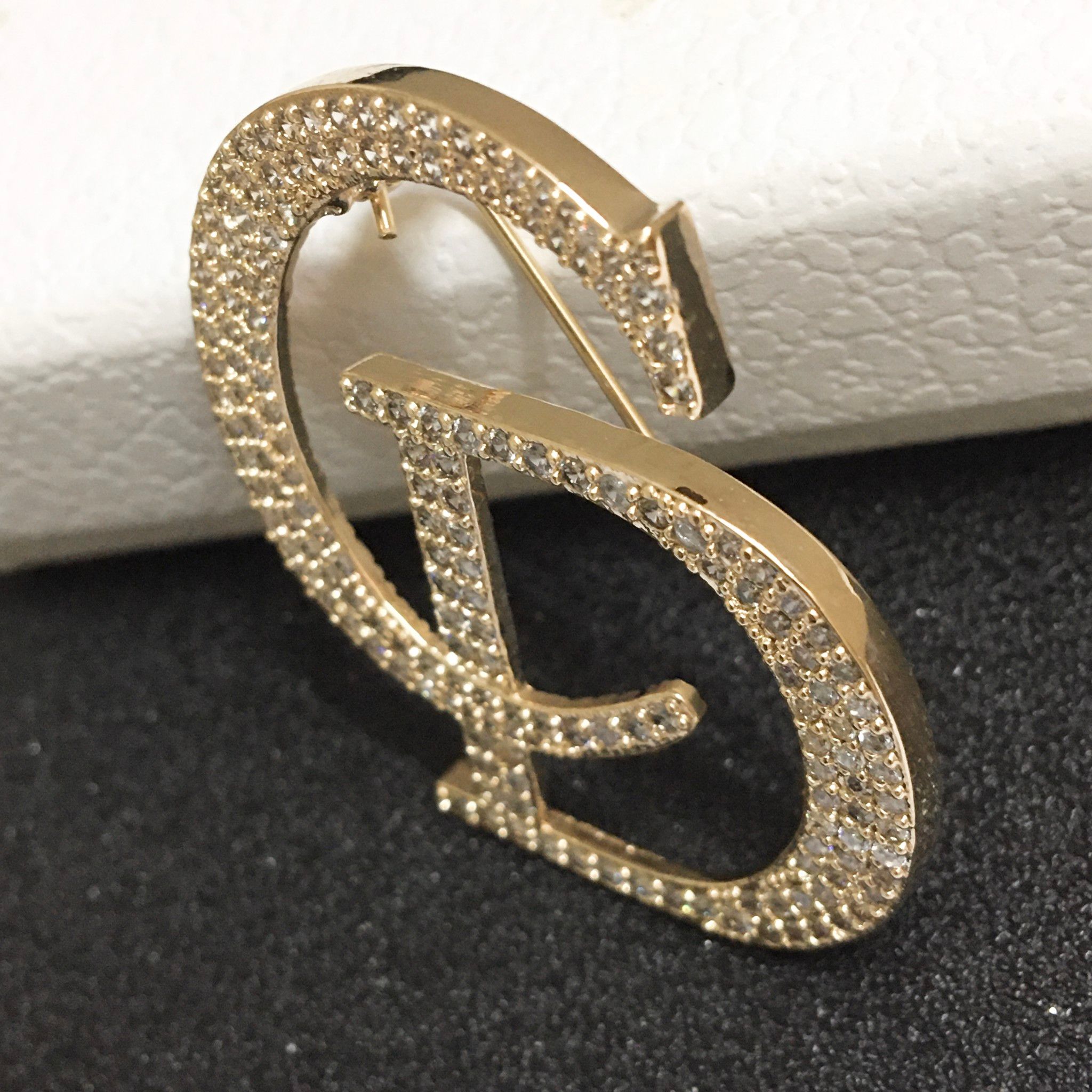 Cài Áo Nam, Nữ - Dior Màu Vàng Hồng Pha Lê Trắng (AG)