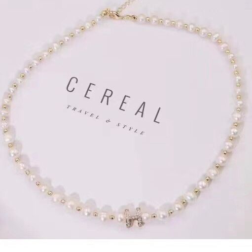Bộ Trang Sức Hermes Vàng - Vòng cổ Choker & Vòng Tay Đính Đá Pha Lê, Ngọc Trai Nước Ngọt Quý Phái