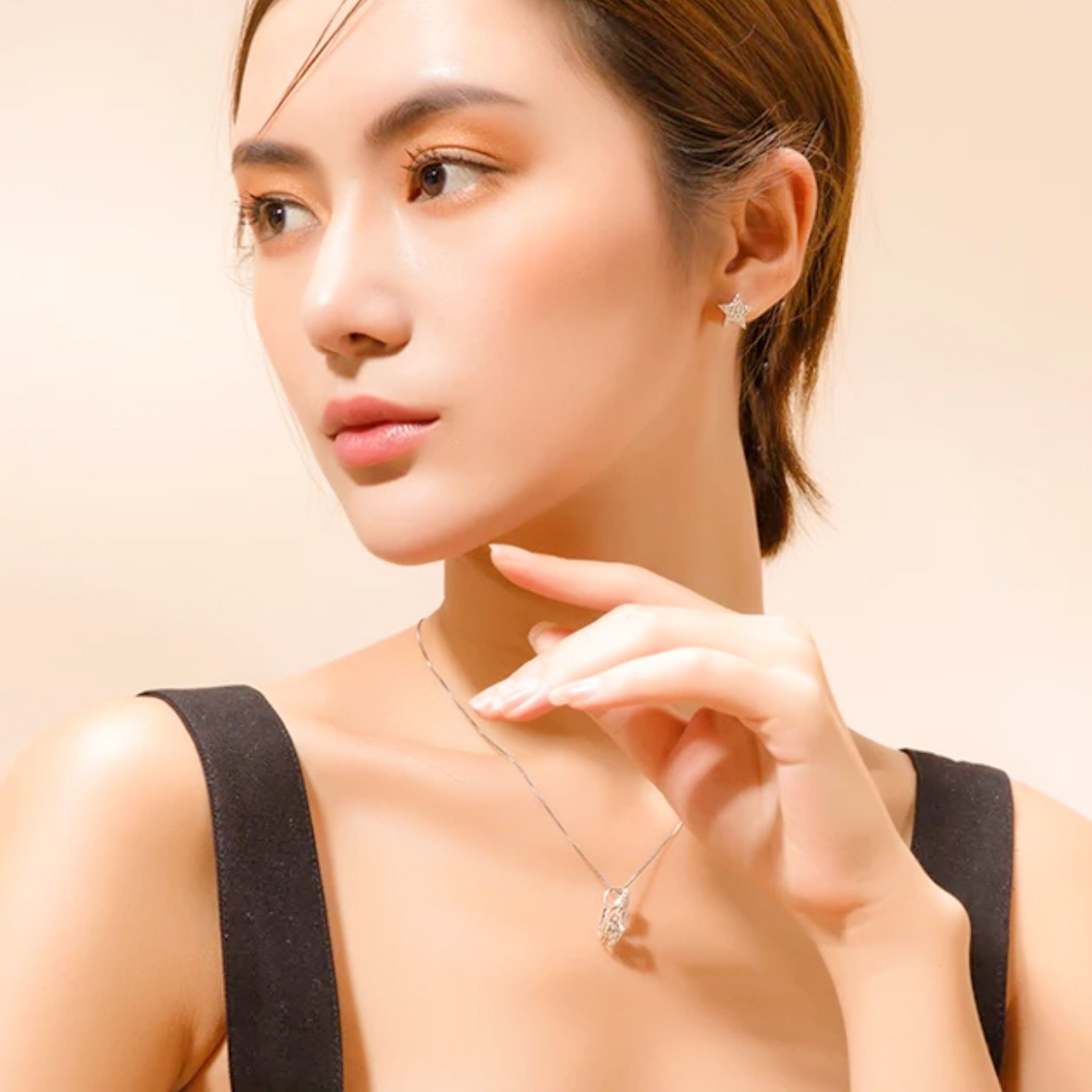 Bộ Trang Sức Bạc Cao Cấp - Ngôi Sao & Mặt Trăng Pha Lê (AD)