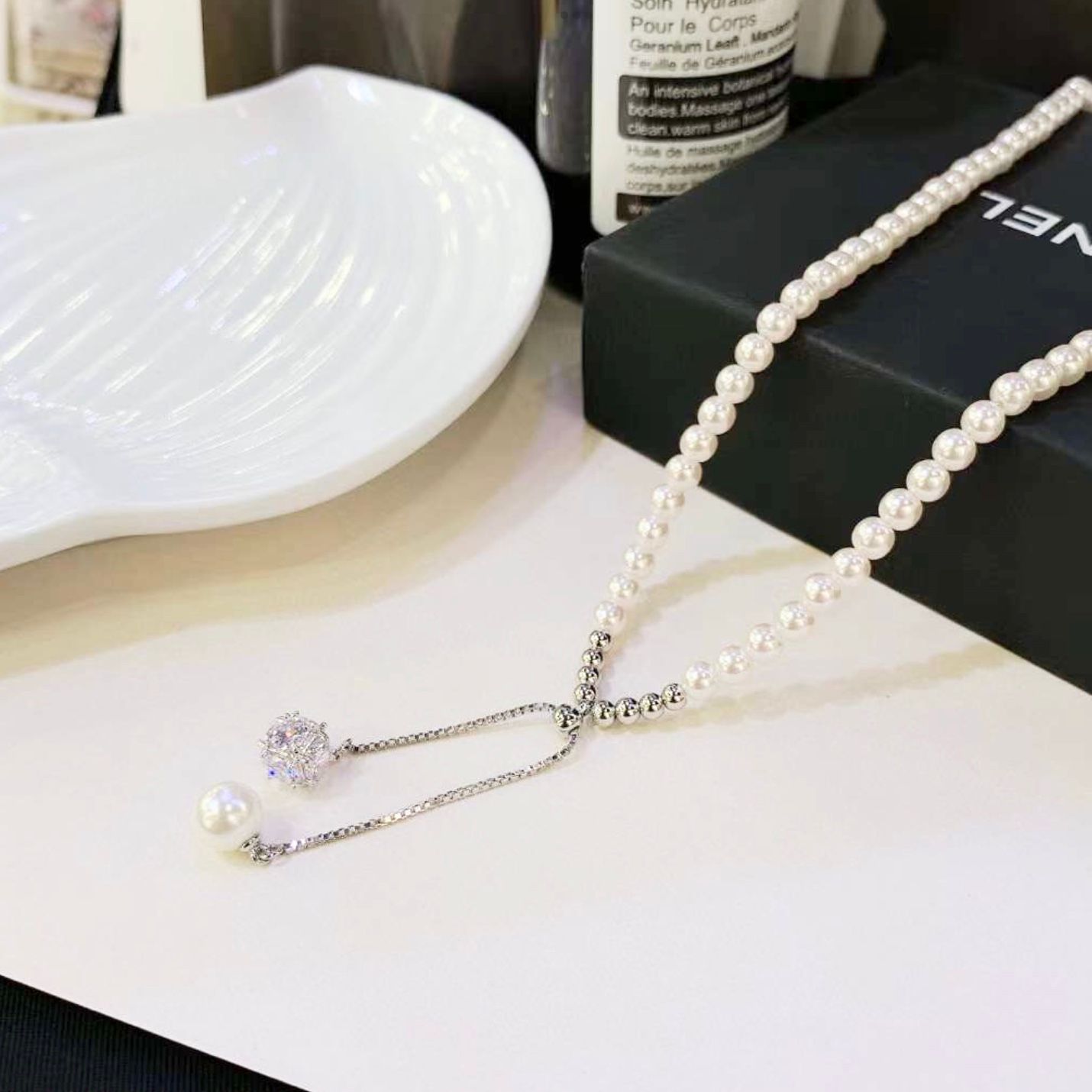 Dây Chuyền Ngắn - Choker Ngọc Trai & Pha Lê Trắng Tinh Tế (AP)