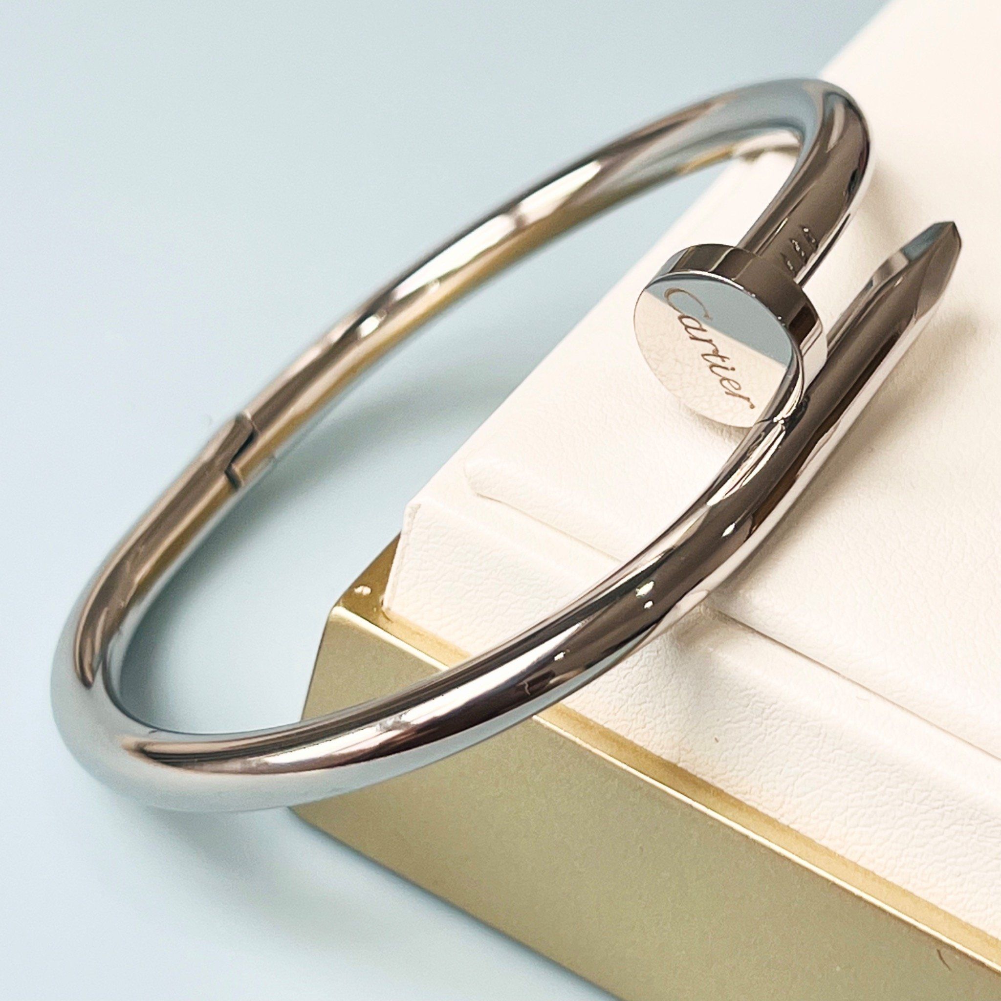Vòng Tay Nam, Nữ TiTan Cao Cấp - Cartier Cây Đinh Màu Trắng (AK)