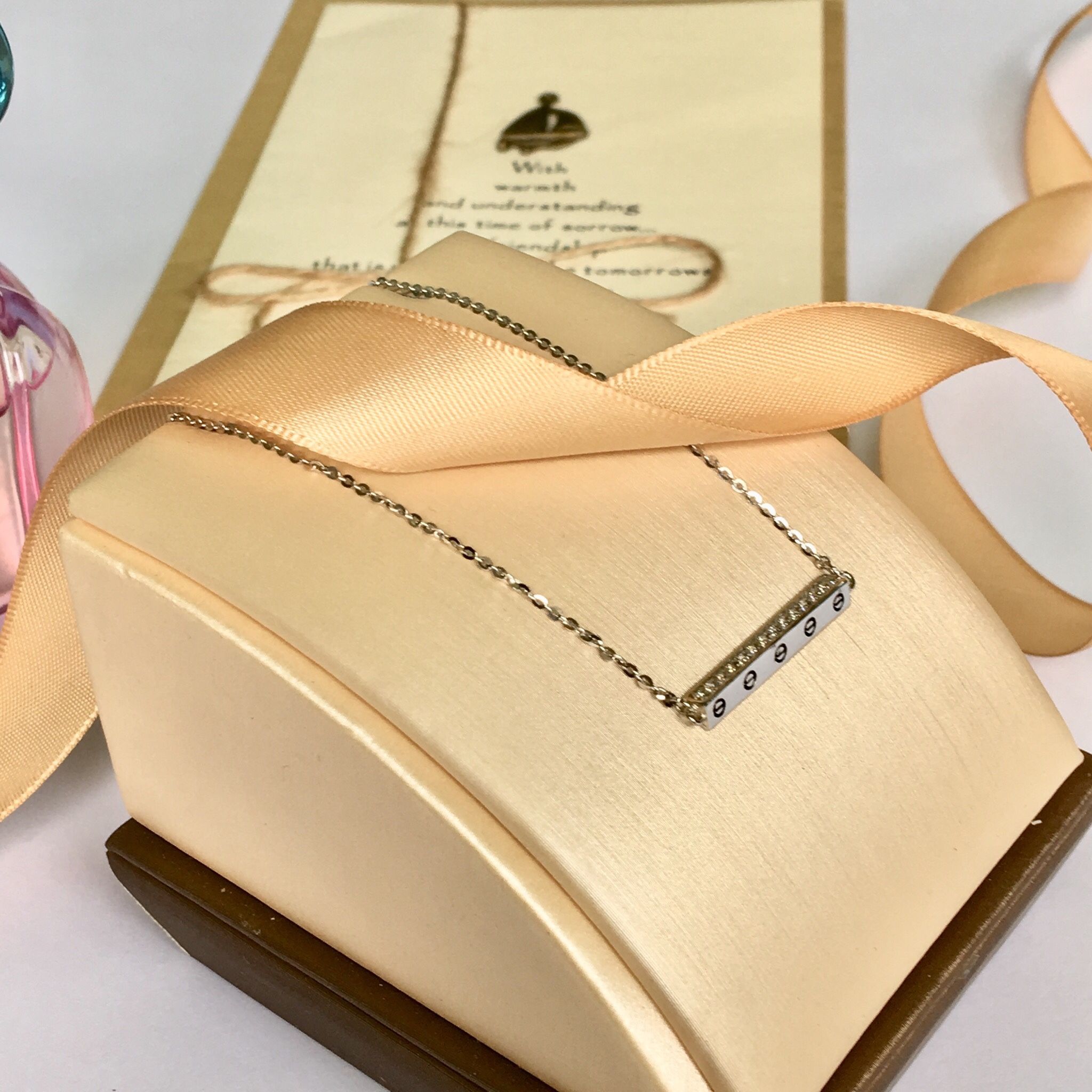Dây Chuyền Bạc Cao Cấp - Cartier Thanh Ngang Pha Lê (AC)