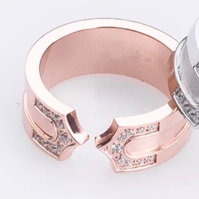 Nhẫn Nam Titan Cao Cấp - Tif.fany Màu Vàng Hồng Pha Lê (AA)
