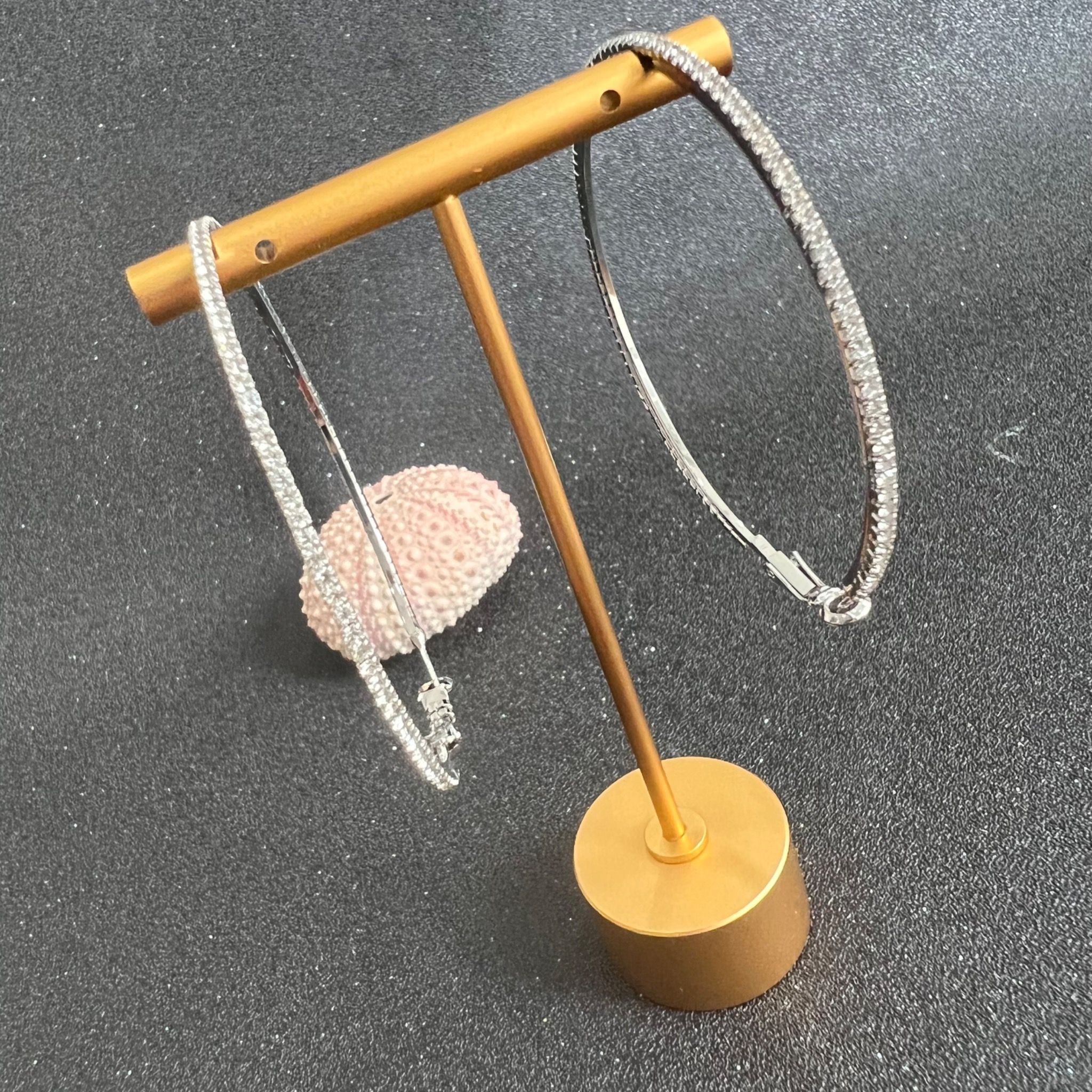 Bông Tai Khoen Tròn Bản To 7,5cm Pha Lê Trắng (BQ)