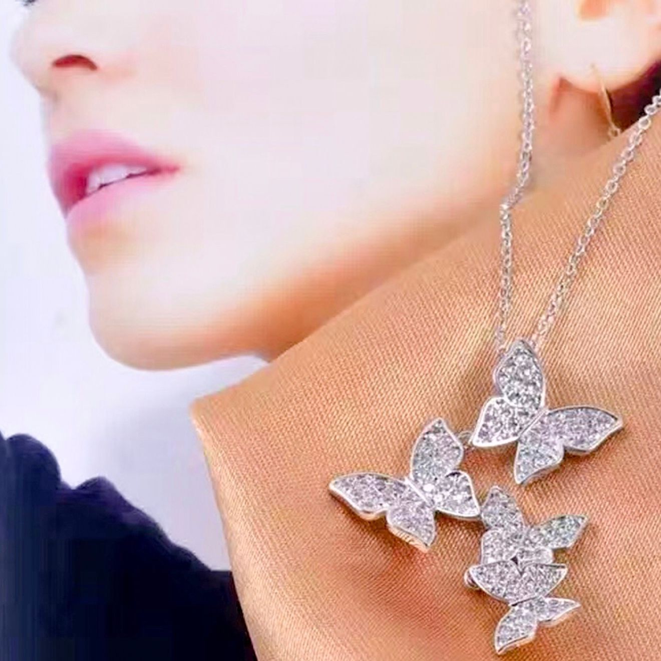 BỘ TRANG SỨC 2 ĐÔI BƯỚM XINH PHA LÊ (AA)