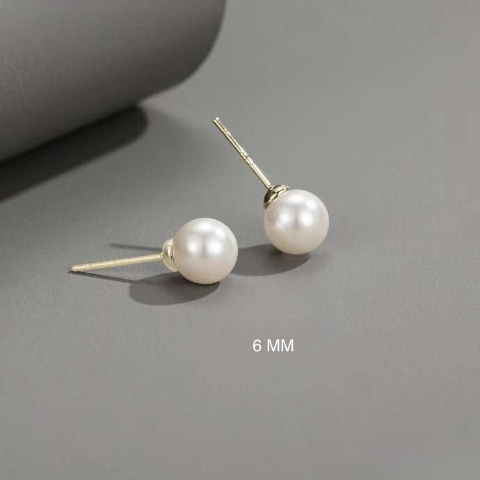 Bông Tai Bạc Cao Cấp - Dior Ngọc Trai Nước Ngọt 6mm Sang Trọng