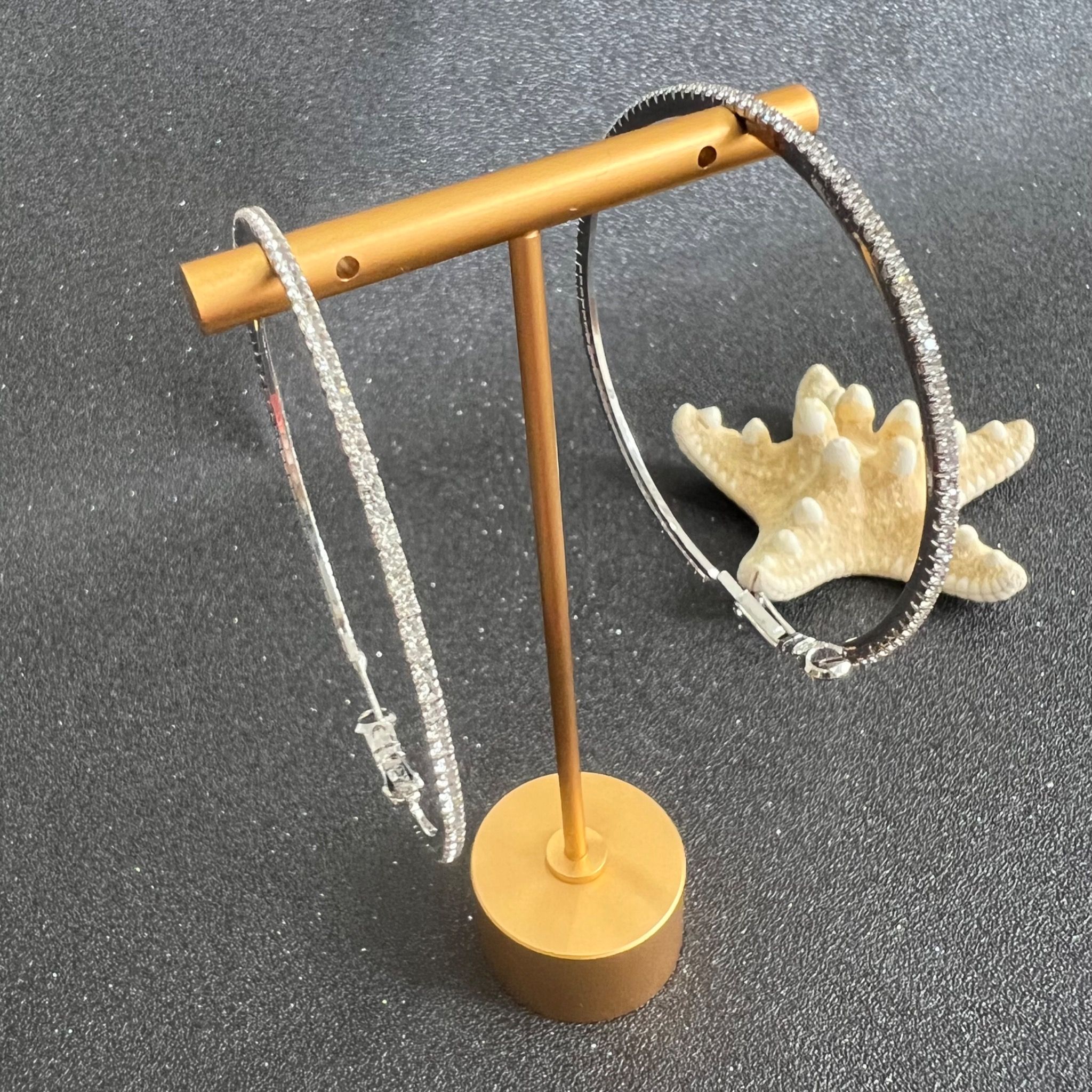 Bông Tai Khoen Tròn Bản To 7,5cm Pha Lê Trắng (BQ)
