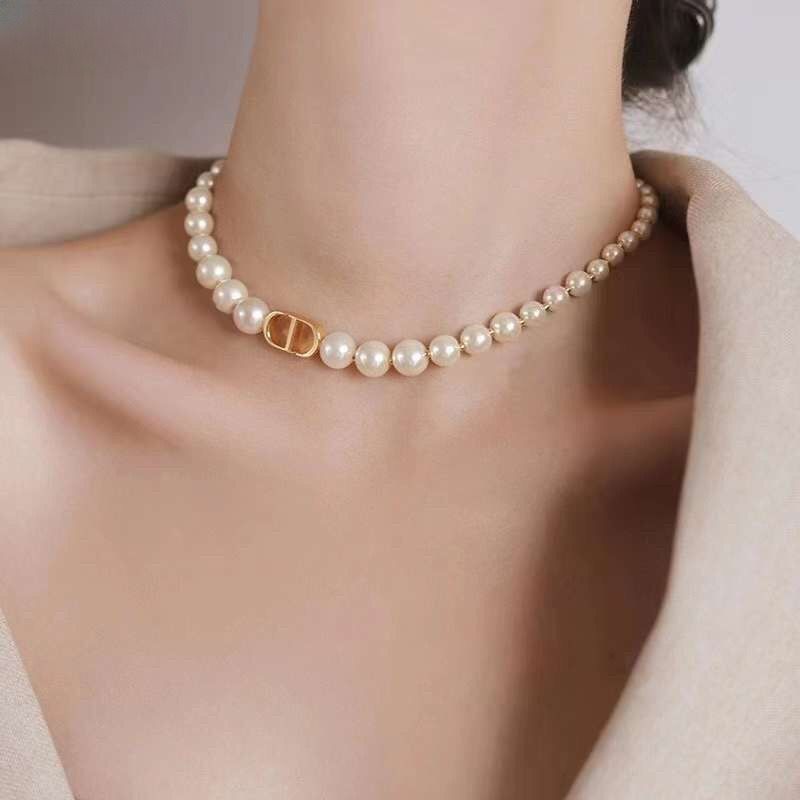  Vòng Cổ Choker Di.oor Màu Vàng Ngọc Trai Màu Trắng Quý Phái 