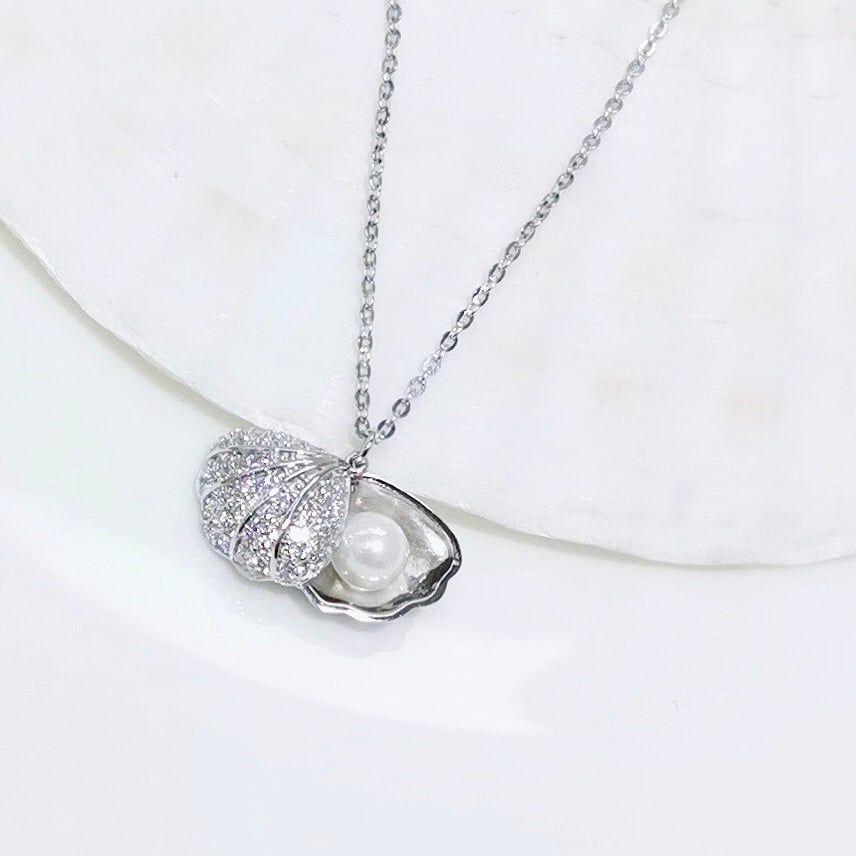 Dây Chuyền Bạc Cao Cấp - Vỏ Trai Pha Lê & Ngọc Trai Thiên Nhiên