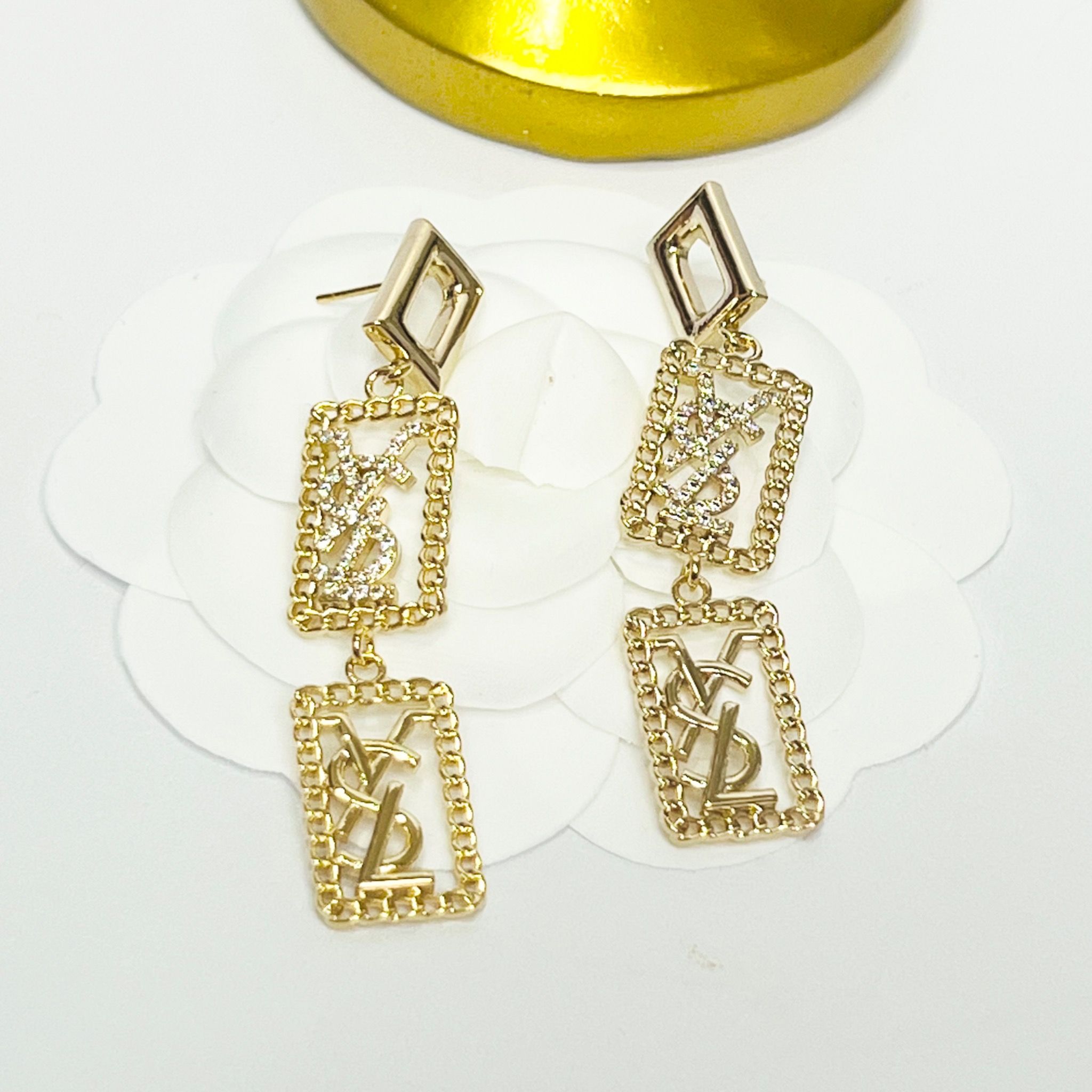 Bông Tai YSL Bản To Cá Tính Pha Lê (AG)