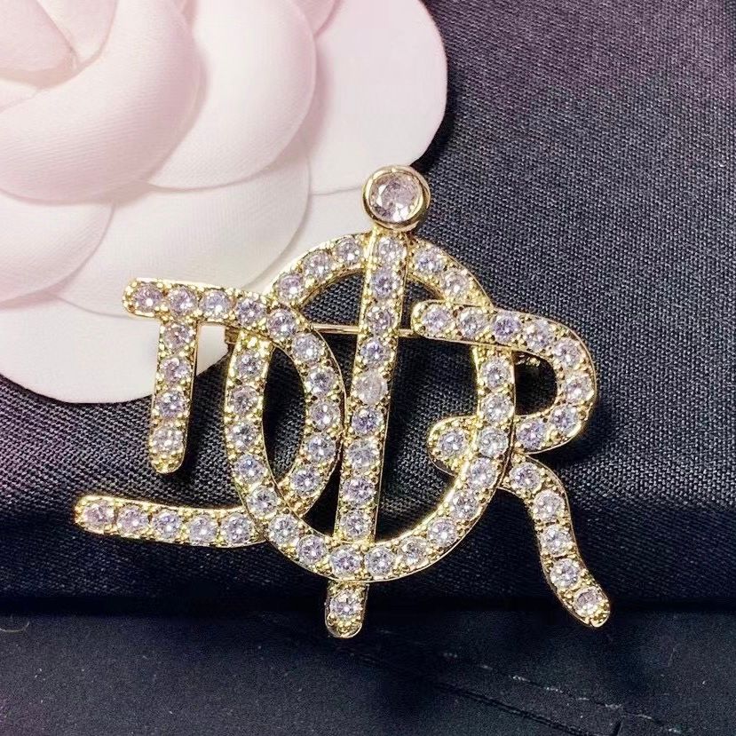 Cài Áo Nam, Nữ - Dior Màu Vàng Pha Lê Trắng (AV)