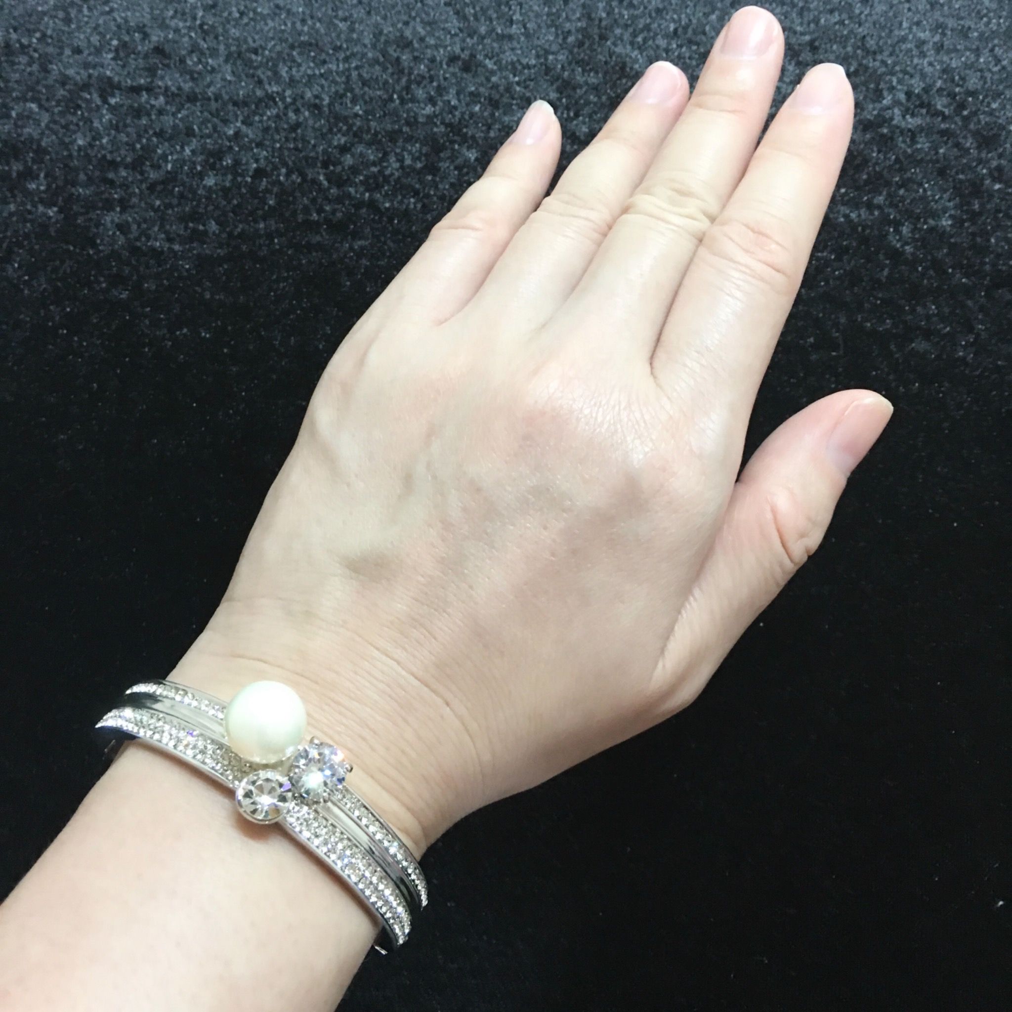 Vòng Tay TiTan Cao Cấp - Ngọc Trai & Pha Lê Bản To (AC)