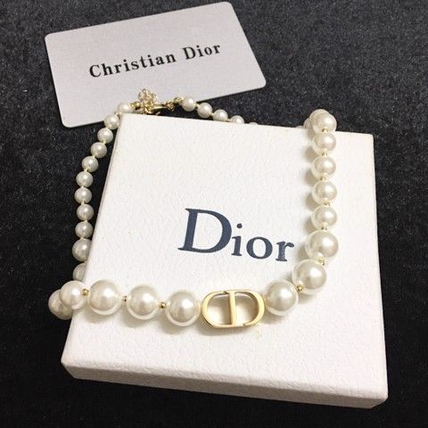 Vòng Cổ Choker Dior Màu Vàng Ngọc Trai Màu Trắng Quý Phái