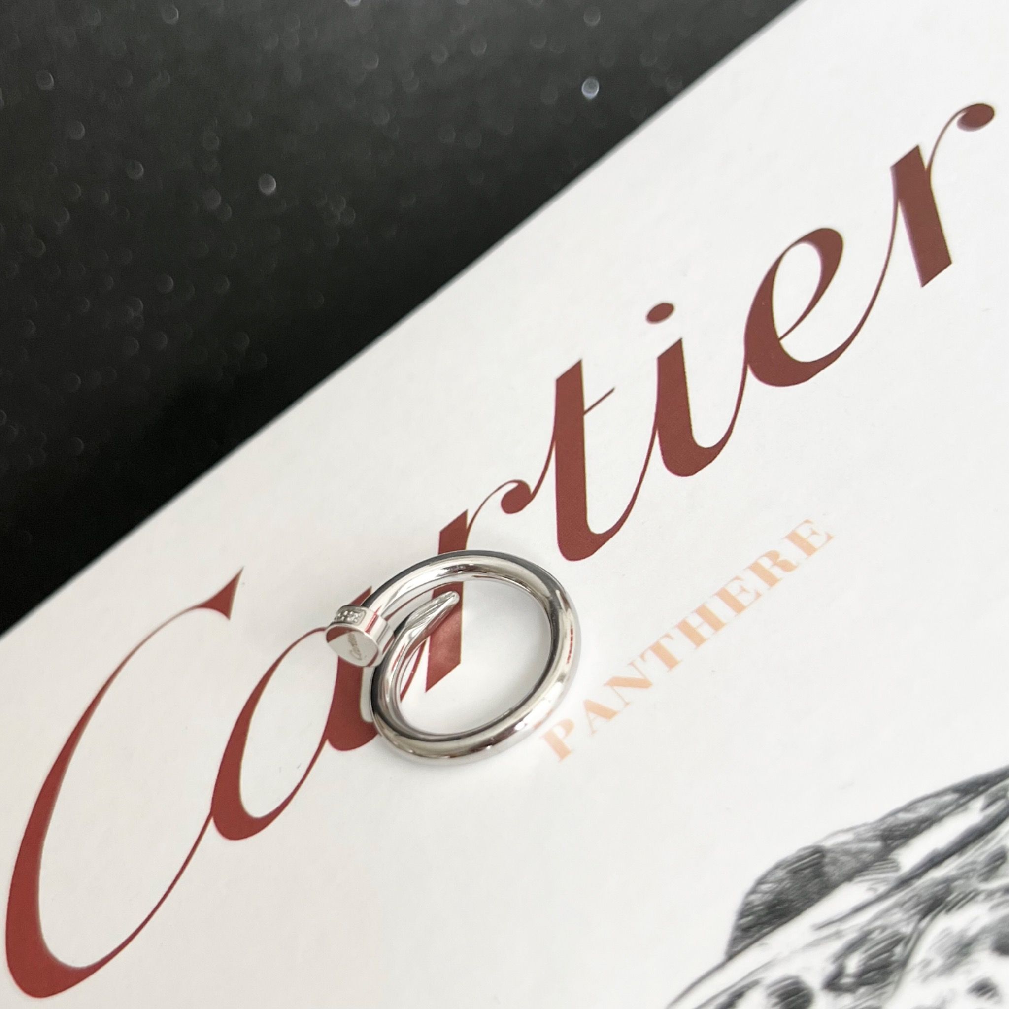 Bộ Trang Sức Cây Đinh Cartier Titan Cao Cấp - Vòng Tay & Nhẫn Màu Trắng Pha Lê (AC)