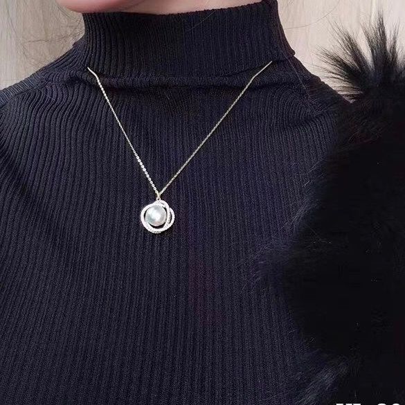 Dây Chuyền Bạc Cao Cấp - Hoa Ngọc Trai & Pha Lê (AZ)