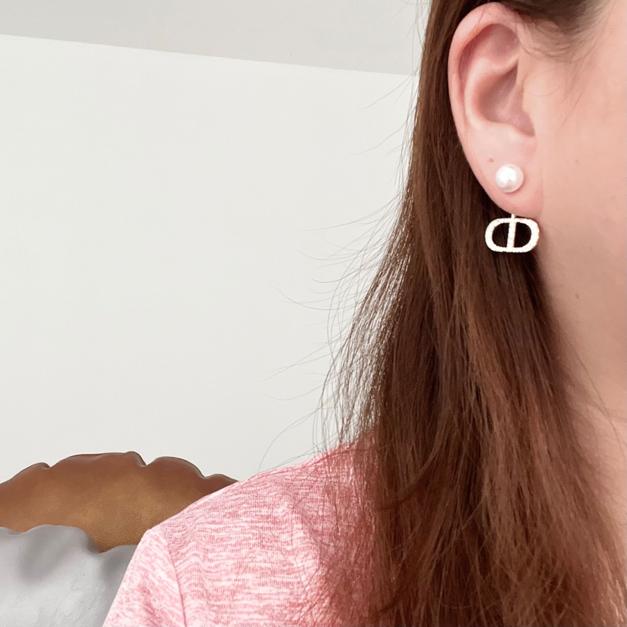 Bộ Trang Sức Dior Vàng - Vòng cổ Choker, Vòng Tay & Bông Tai Ngọc Trai, Pha Lê 3 Kiểu Đeo Quý Phái (AD)