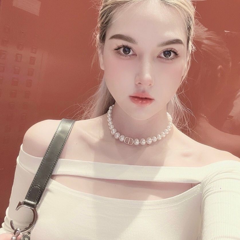  Vòng Cổ Choker Di.oor Màu Vàng Ngọc Trai Màu Trắng Quý Phái 