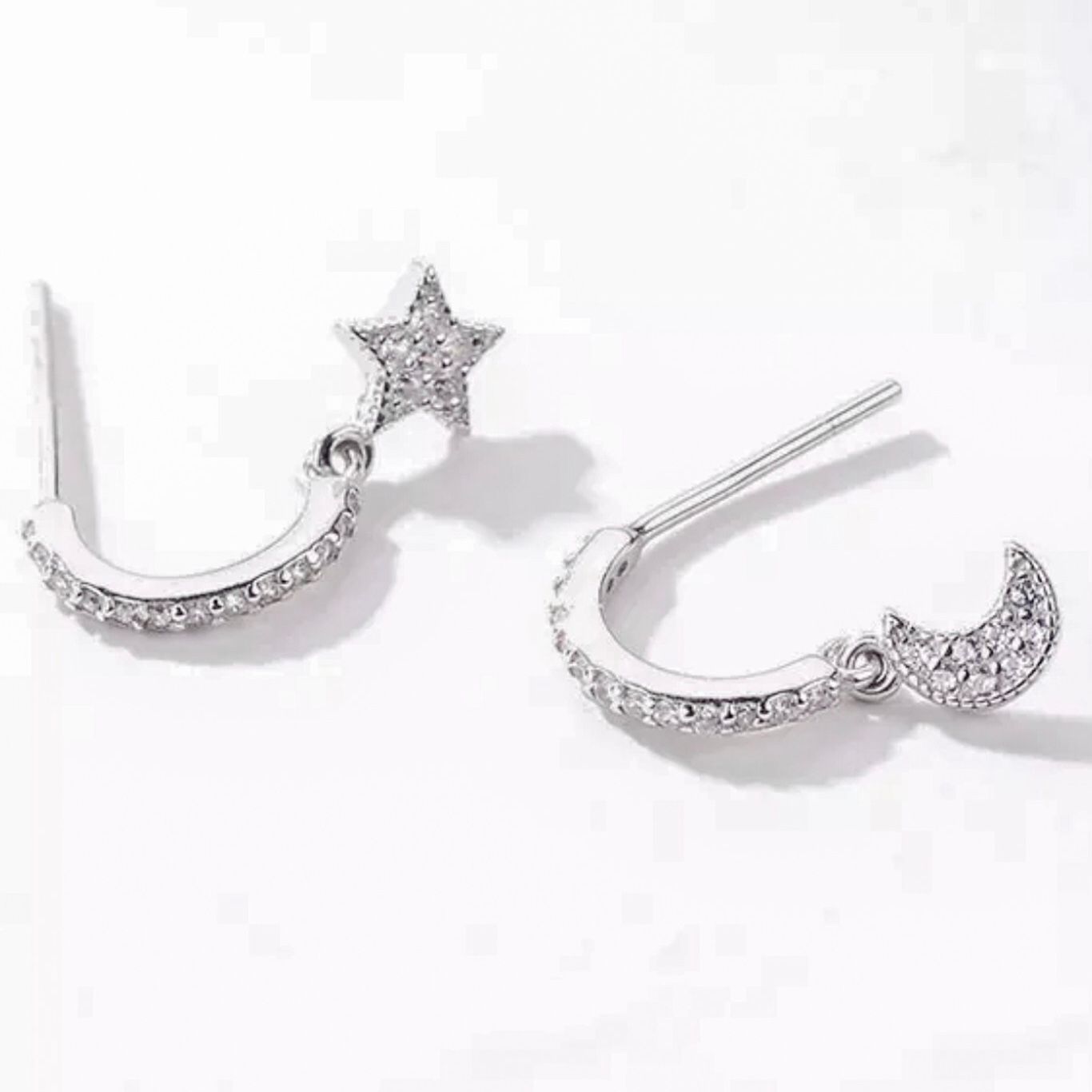 BÔNG TAI BẠC CAO CẤP - NGÔI SAO & MẶT TRĂNG PHA LÊ (AL)