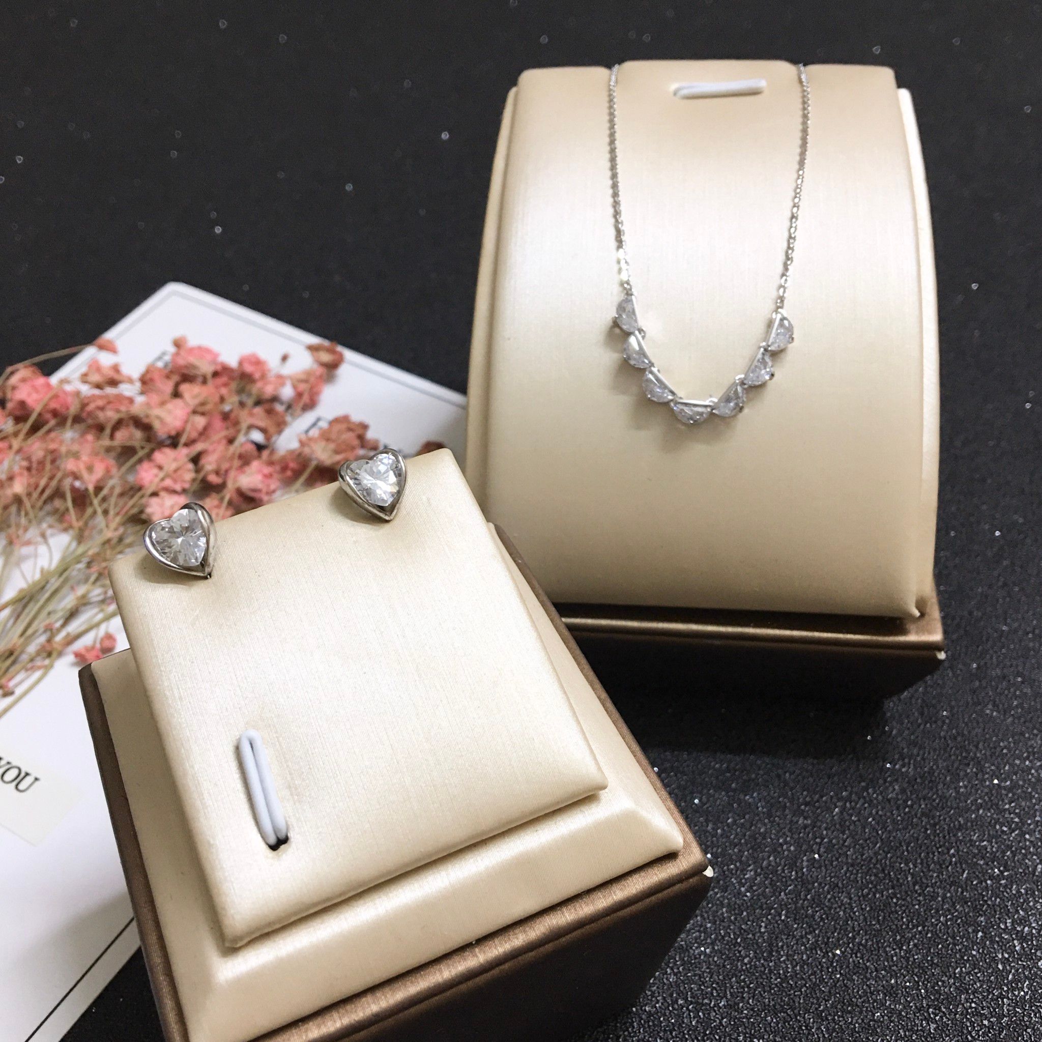 BỘ TRANG SỨC BẠC CAO CẤP - TRÁI TIM PHA LÊ (AB)