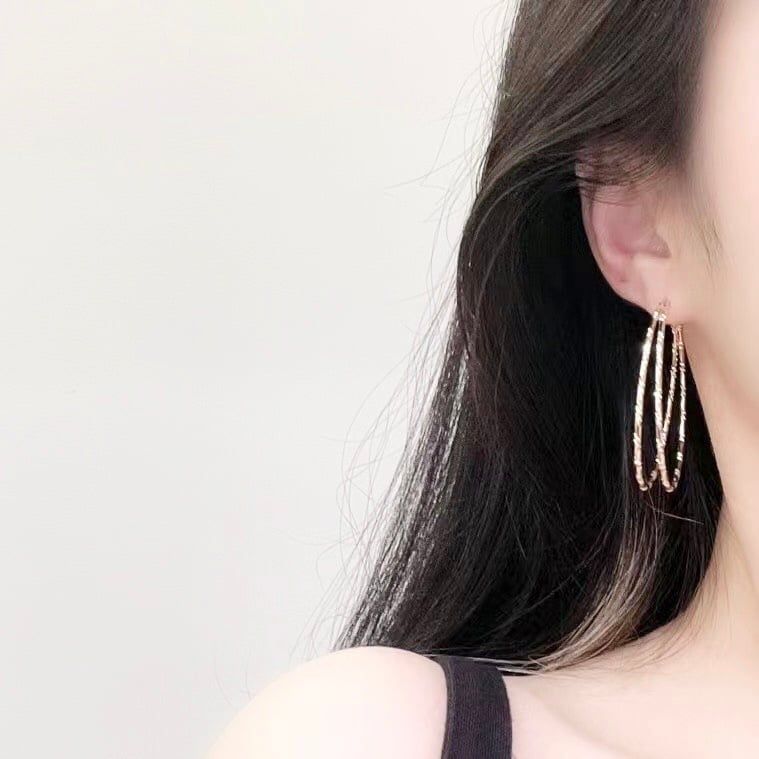 Bông Tai Khoen Tròn Đôi Màu Trắng 5cm (BJ)