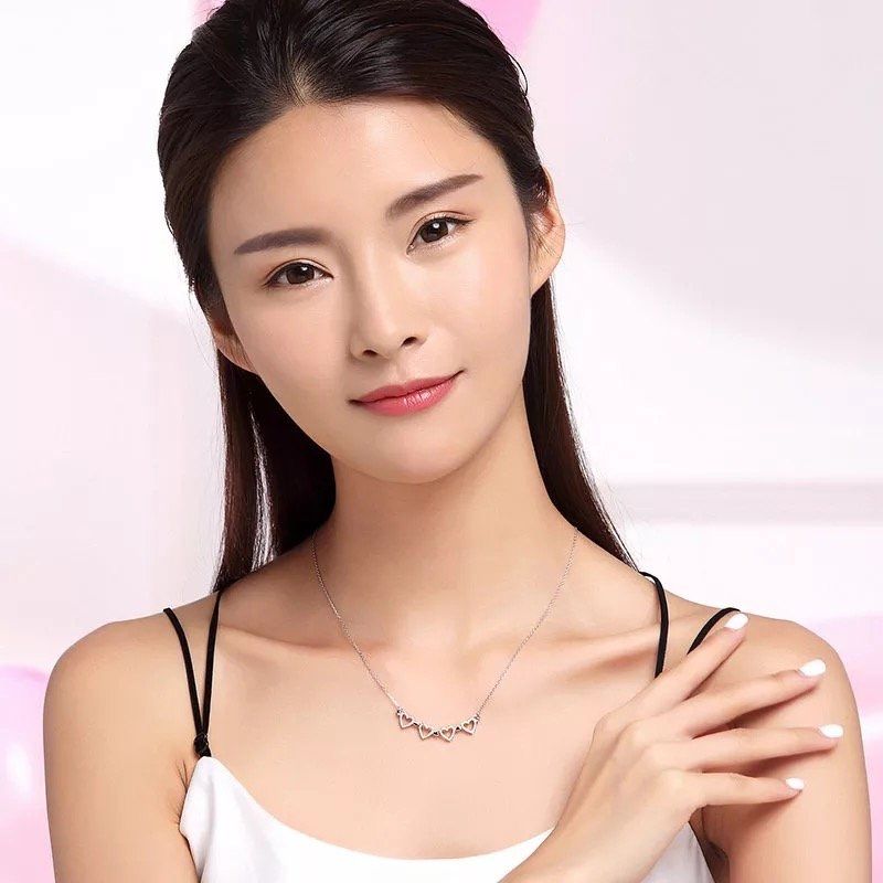 BỘ TRANG SỨC BẠC CAO CẤP - TRÁI TIM PHA LÊ 2 KIỂU ĐEO (AA)