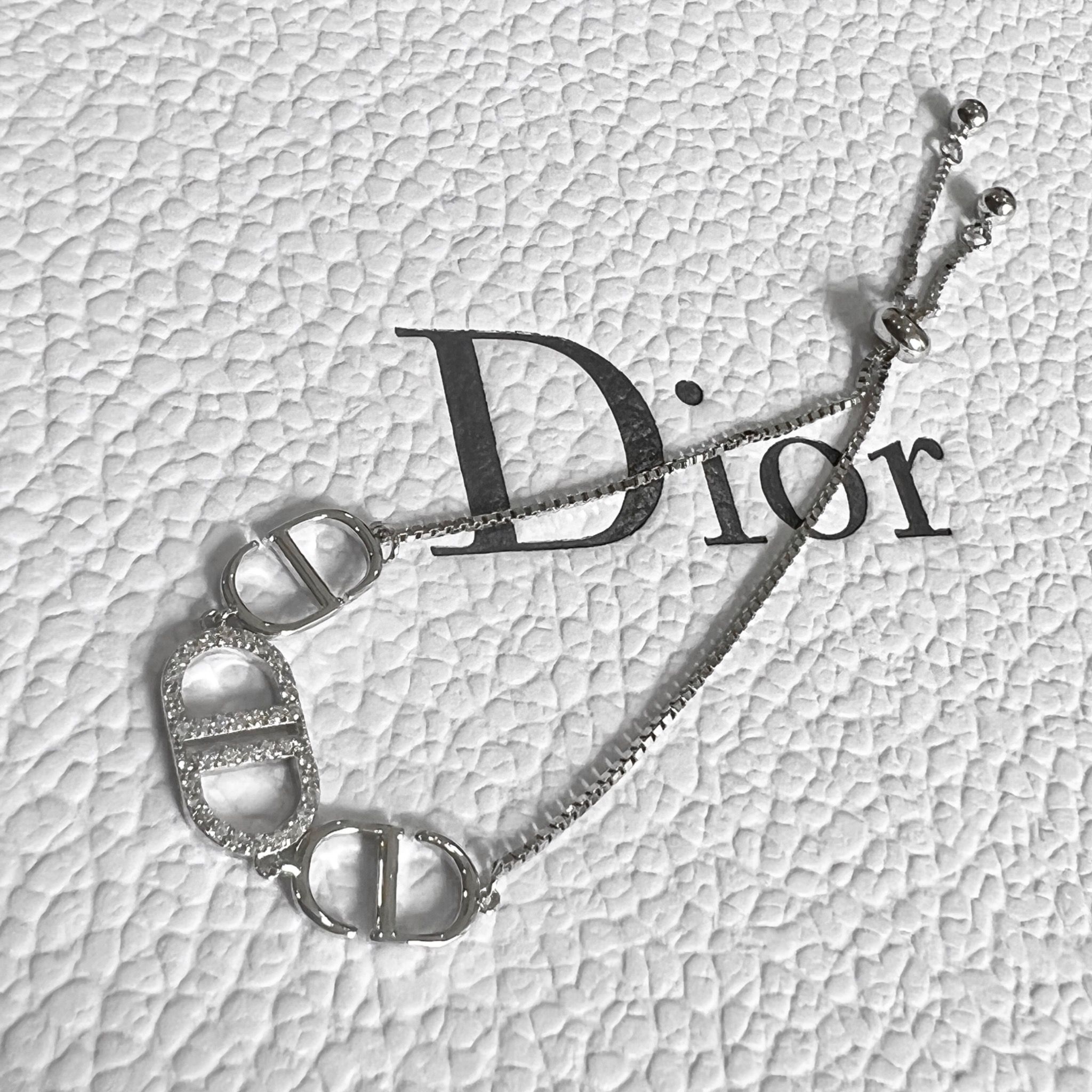 Vòng Tay Dior Dây Rút Pha Lê Trắng (AB)