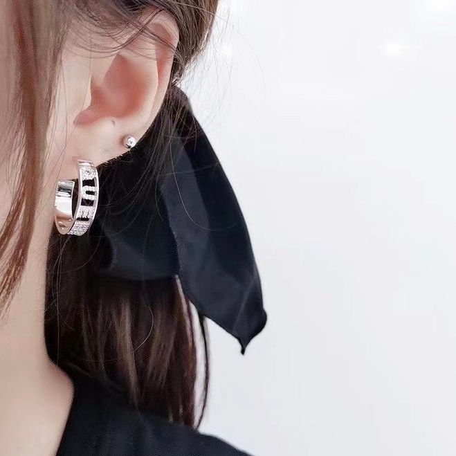 Bông Tai Khoen Tròn Màu Trắng 2cm Pha Lê (BD)