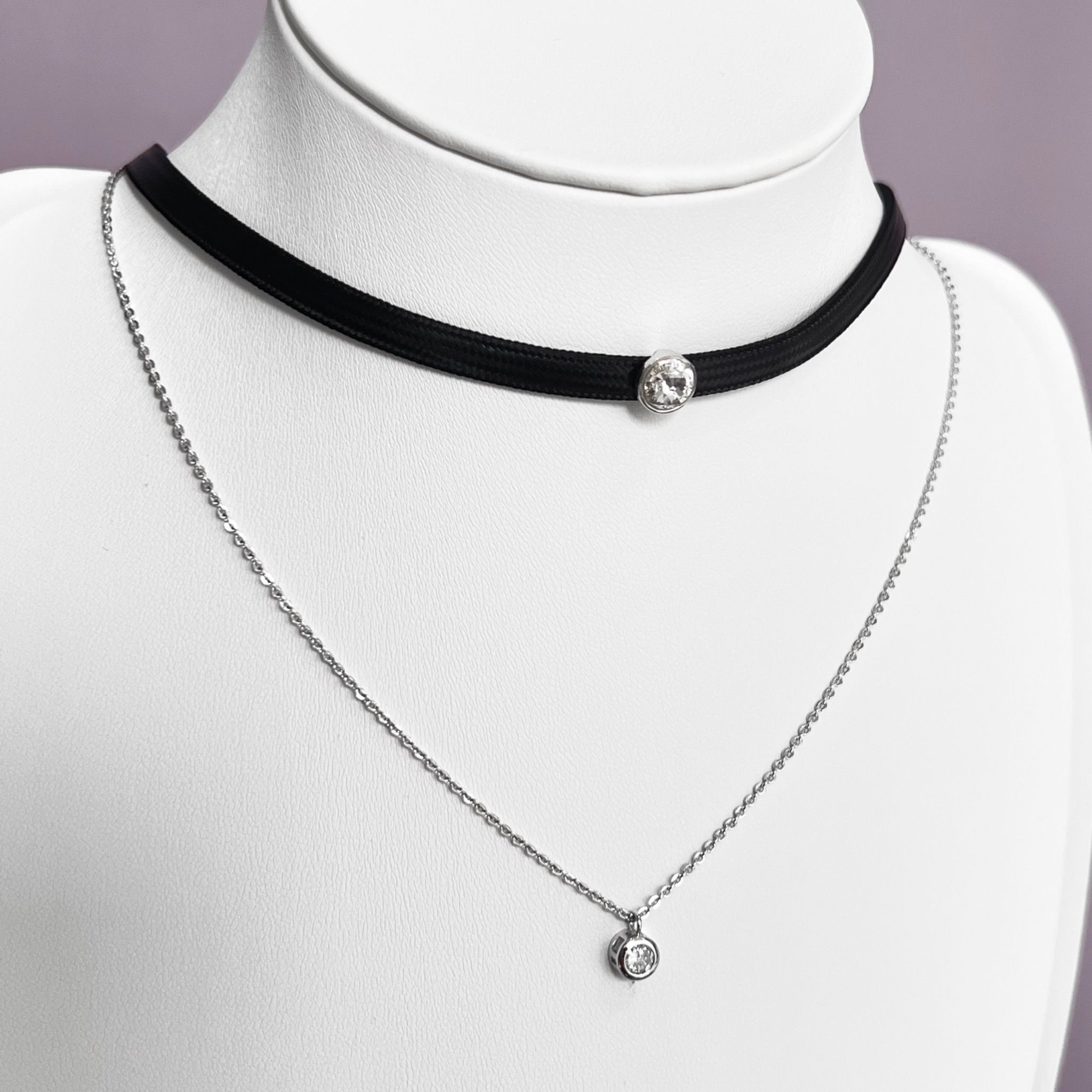 Dây Chuyền Ngắn - Choker 2 Tầng Pha Lê (AL)