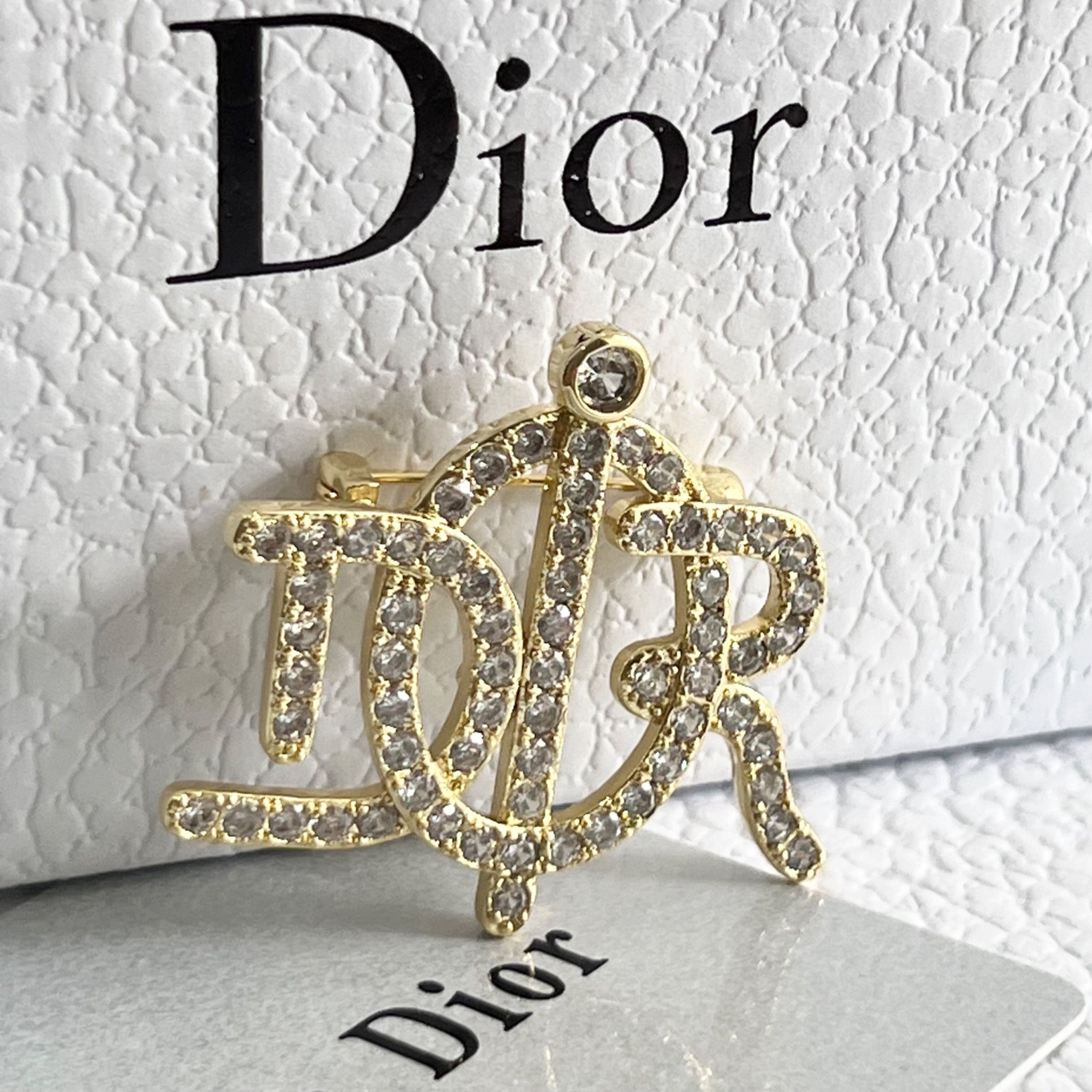 Cài Áo Nam, Nữ - Dior Màu Vàng Pha Lê Trắng (AV)