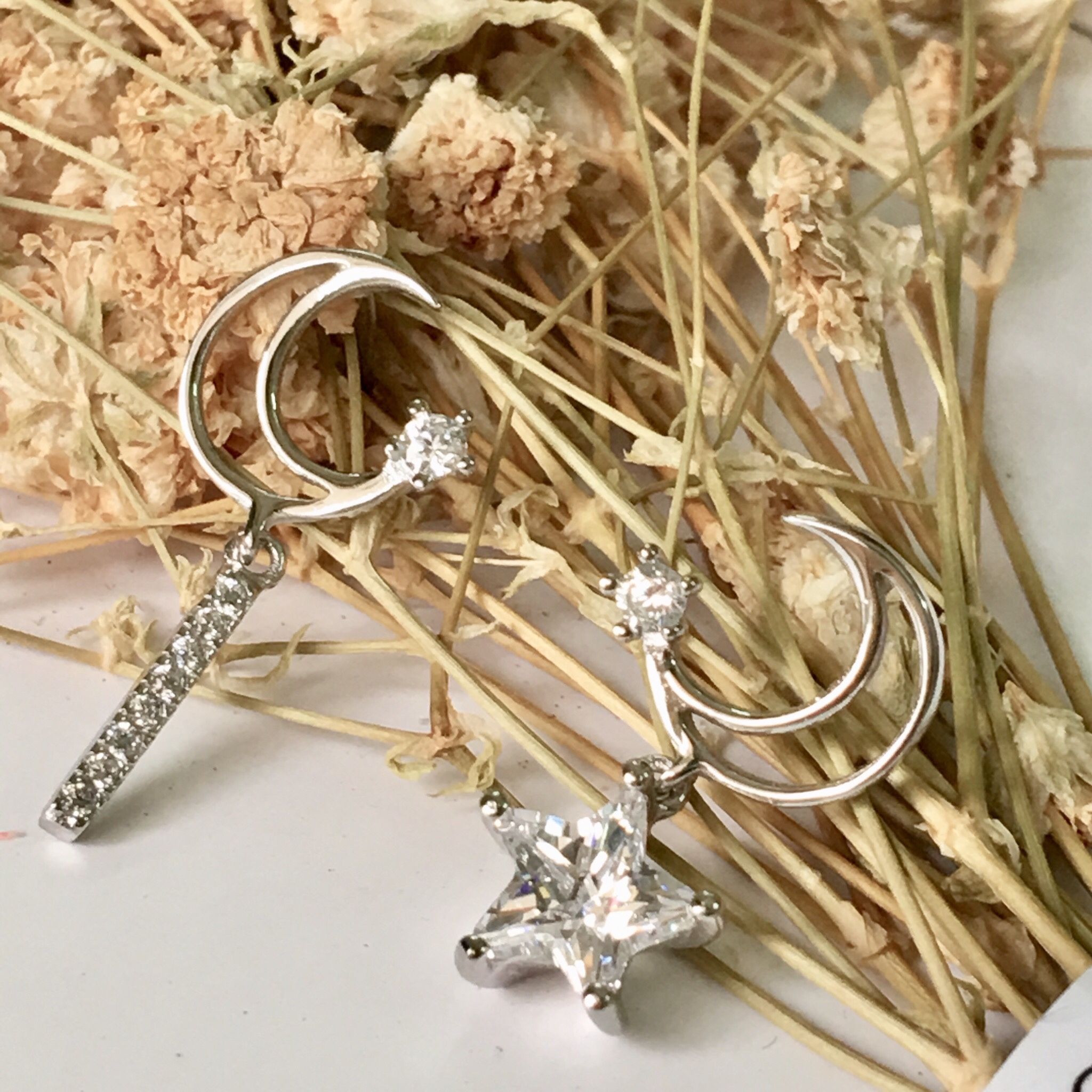 BÔNG TAI BẠC CAO CẤP - NGÔI SAO & MẶT TRĂNG (AQ)