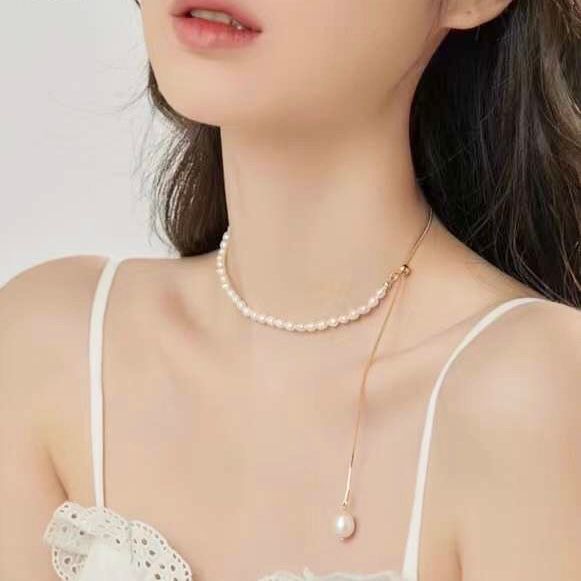 Dây Chuyền Ngắn - Chuỗi Ngọc Trai Nước Ngọt Quý Phái ( Có 2 Kiểu Đeo )