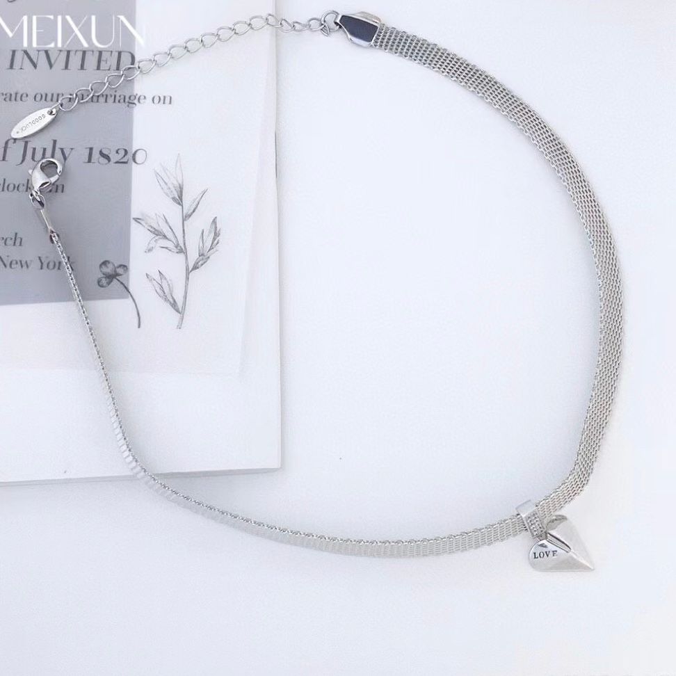 Dây Chuyền Ngắn - Trái Tim Chữ Love Pha Lê Trắng Tinh Tế (AM)