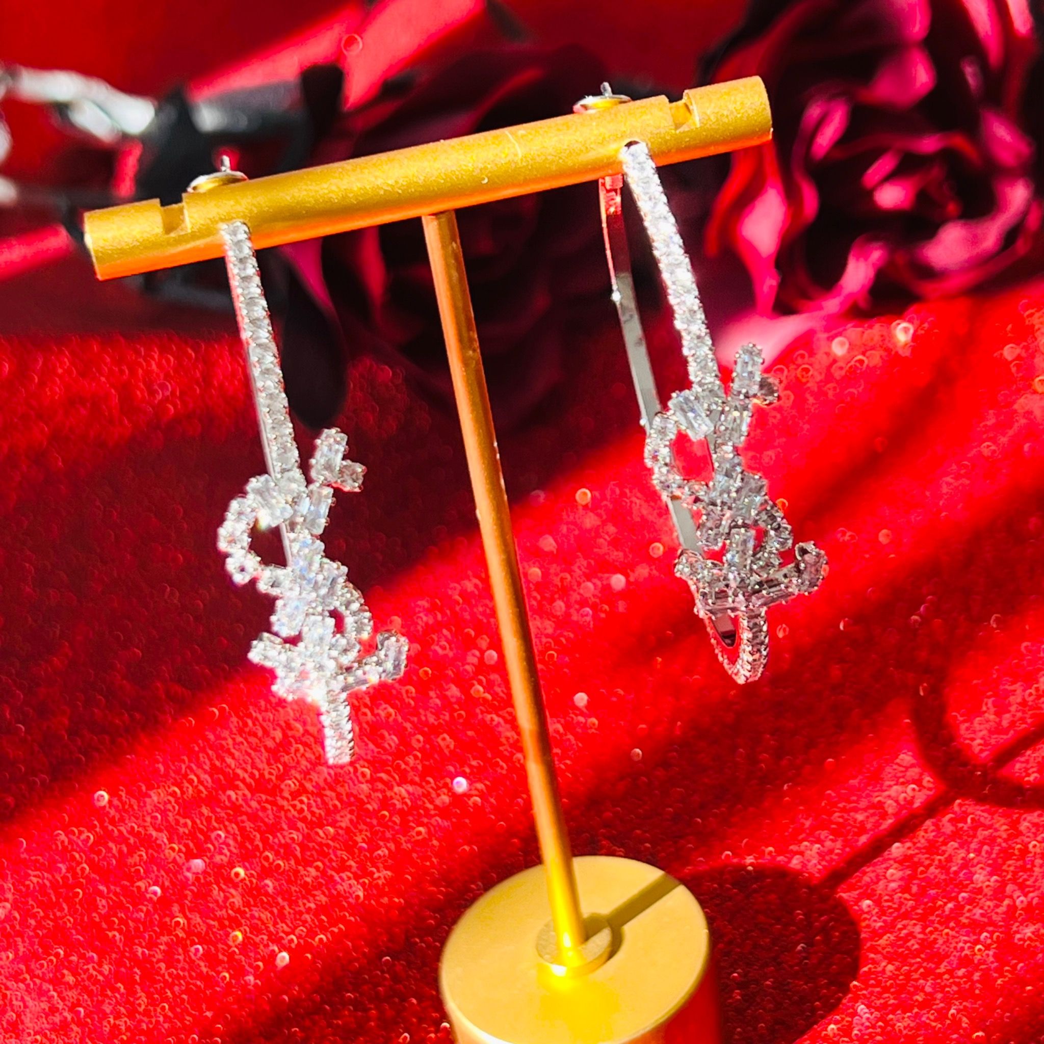 Bông Tai Khoen Tròn YSL Màu Trắng 5cm Pha Lê (BS)
