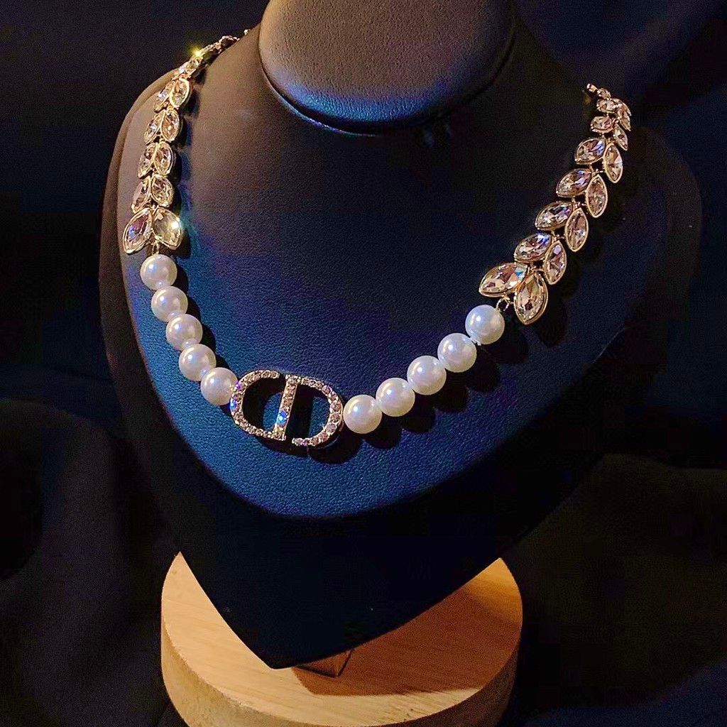 Bộ Trang Sức Di.oor Vàng - Vòng cổ Choker & Bông Tai Ngọc Trai, Pha Lê Quý Phái (AJ)