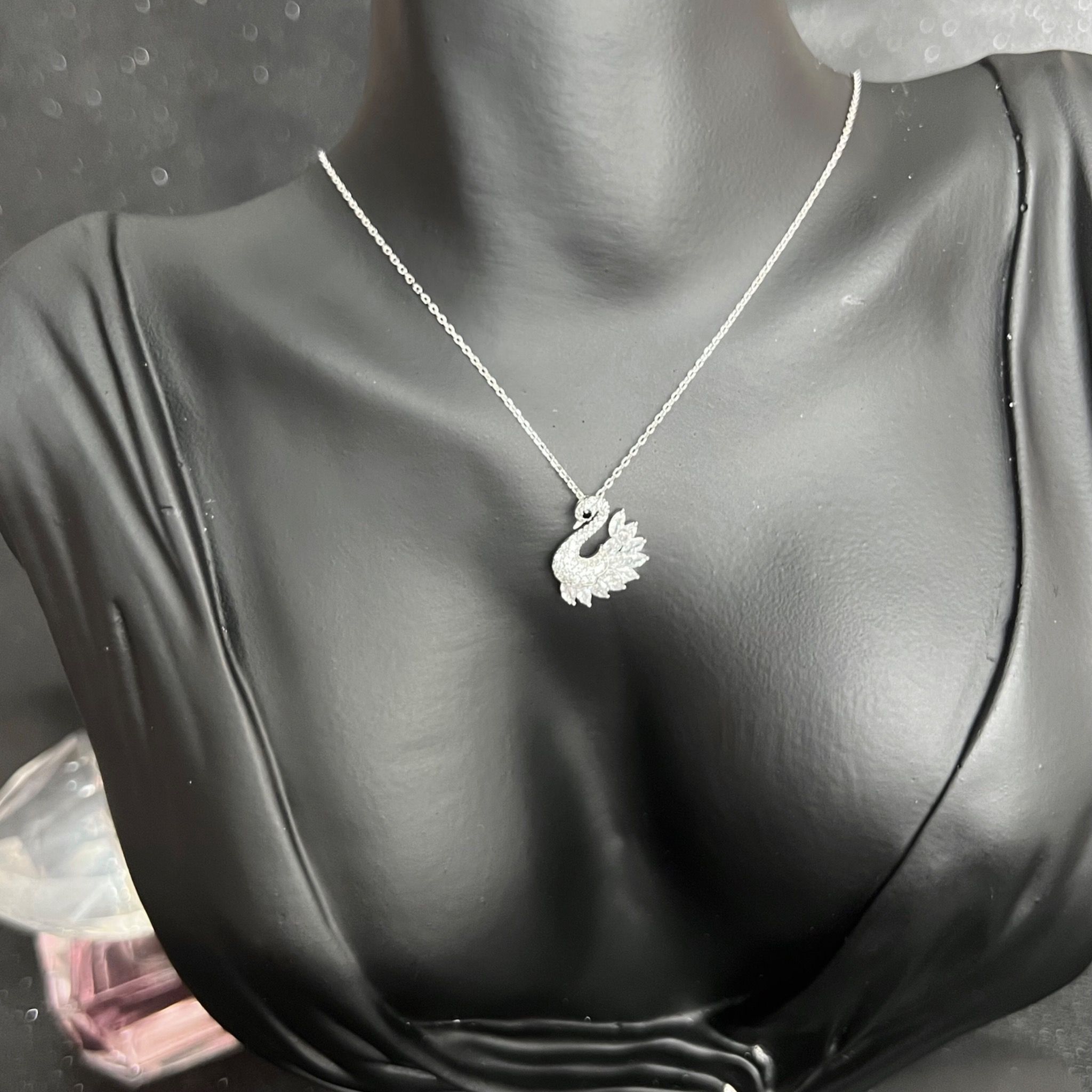 Dây Chuyền Bạc Cao Cấp - Thiên Nga Pha Lê Trắng (AD)